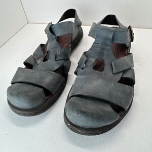 Born Womens Blue Leather Fisherman Strappy Gladiator Sandals 10/42 D19004